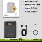 Aomago 64GB AI Voice Recorder – Grabadora de Voz Inteligente con Transcripción Automática - Image 3